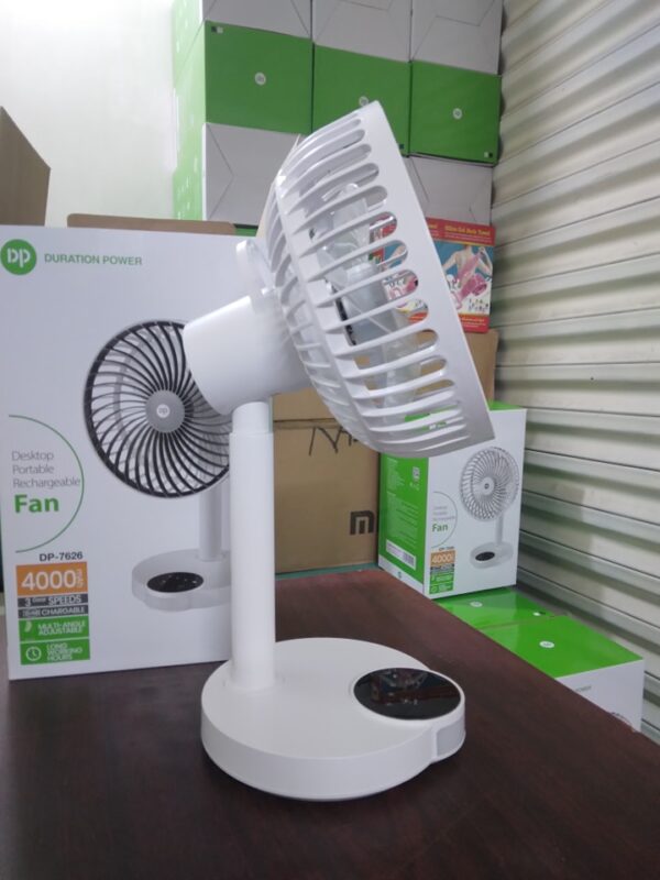 DP 7626 (RECHARGEABLE TABLE FAN) 4000mAh, With LED Night Light - Image 4